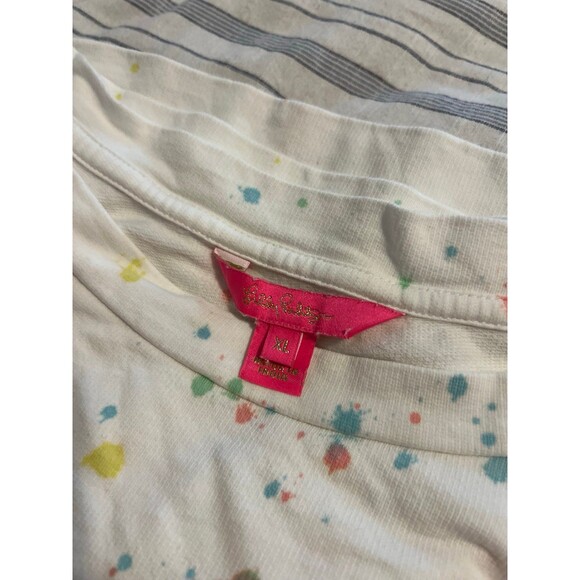 Lilly Pulitzer Sheridan Palm Tree Paint Splatter Crewneck Sweatshirt Top Size XL - Picture 10 of 12